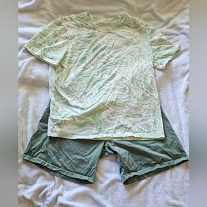 Green Men's Pajama Shorts Set